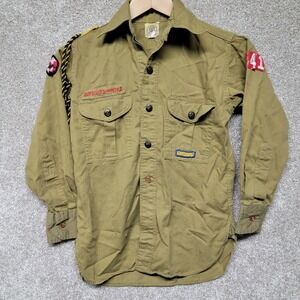 Vintage Boy Scouts Shirt Mens Uniform America Sanforized Button Up 1960s